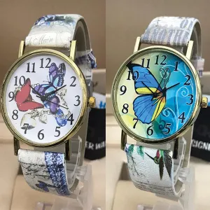 Pack of 2  Creative Butterfly Dial Women Watch Random Design