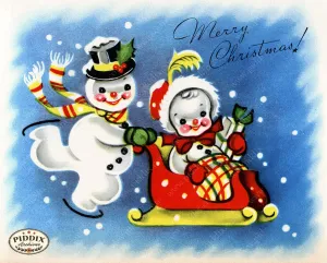 PDXC20130a -- Merry Christmas Snowman and Woman
