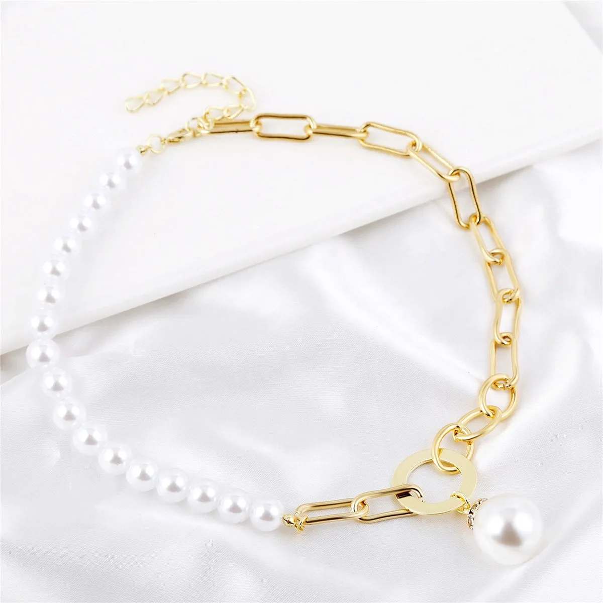 Pearl & 18K Gold-Plated Patchwork Cable Chain Pendant Necklace