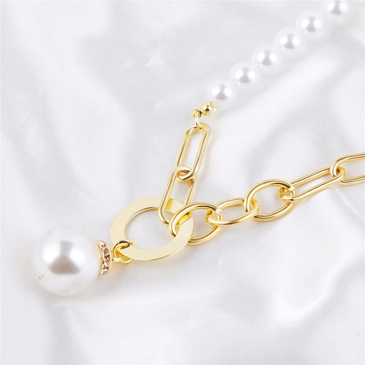 Pearl & 18K Gold-Plated Patchwork Cable Chain Pendant Necklace