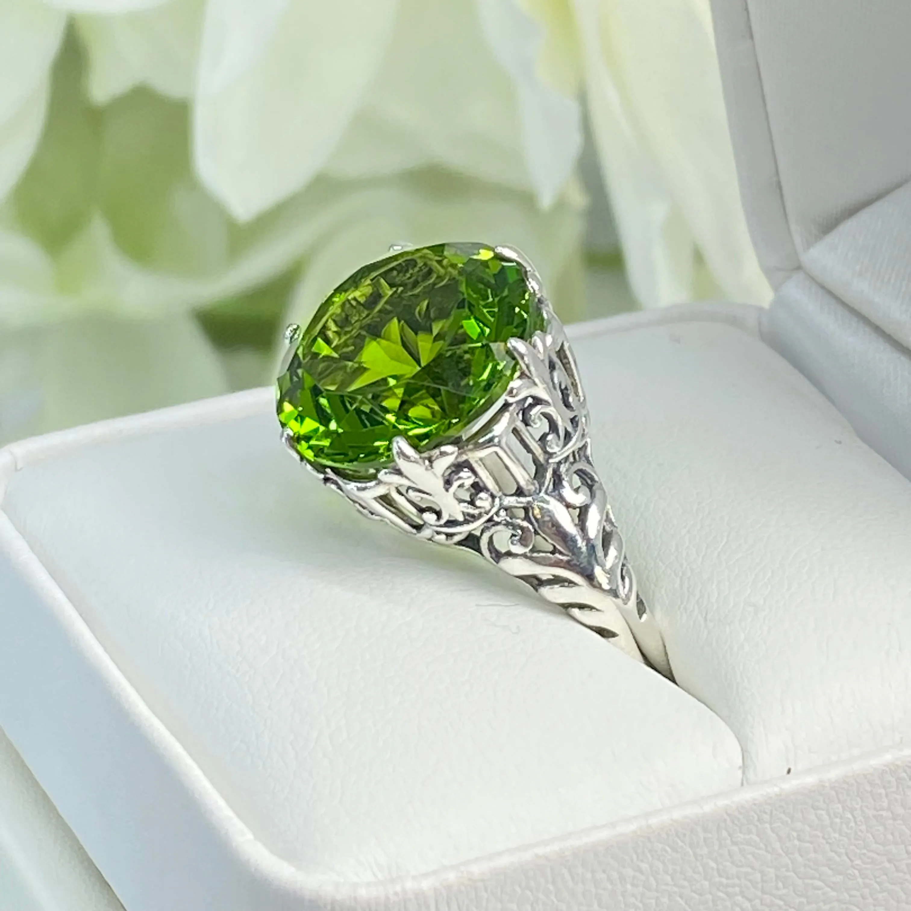 Peridot Ring, Size 7, Romantic Gothic Jewelry #D123 - Ready to Ship