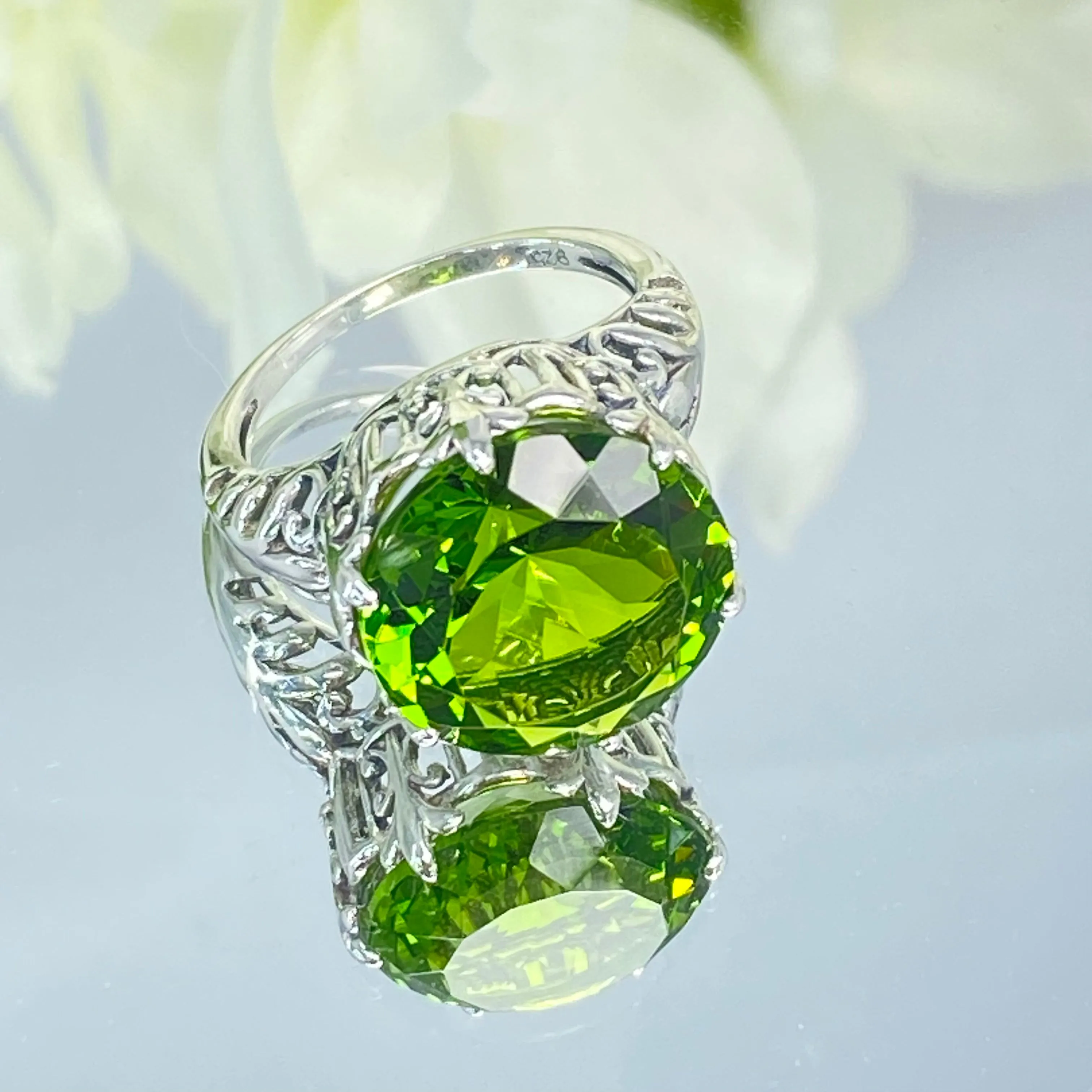Peridot Ring, Size 7, Romantic Gothic Jewelry #D123 - Ready to Ship