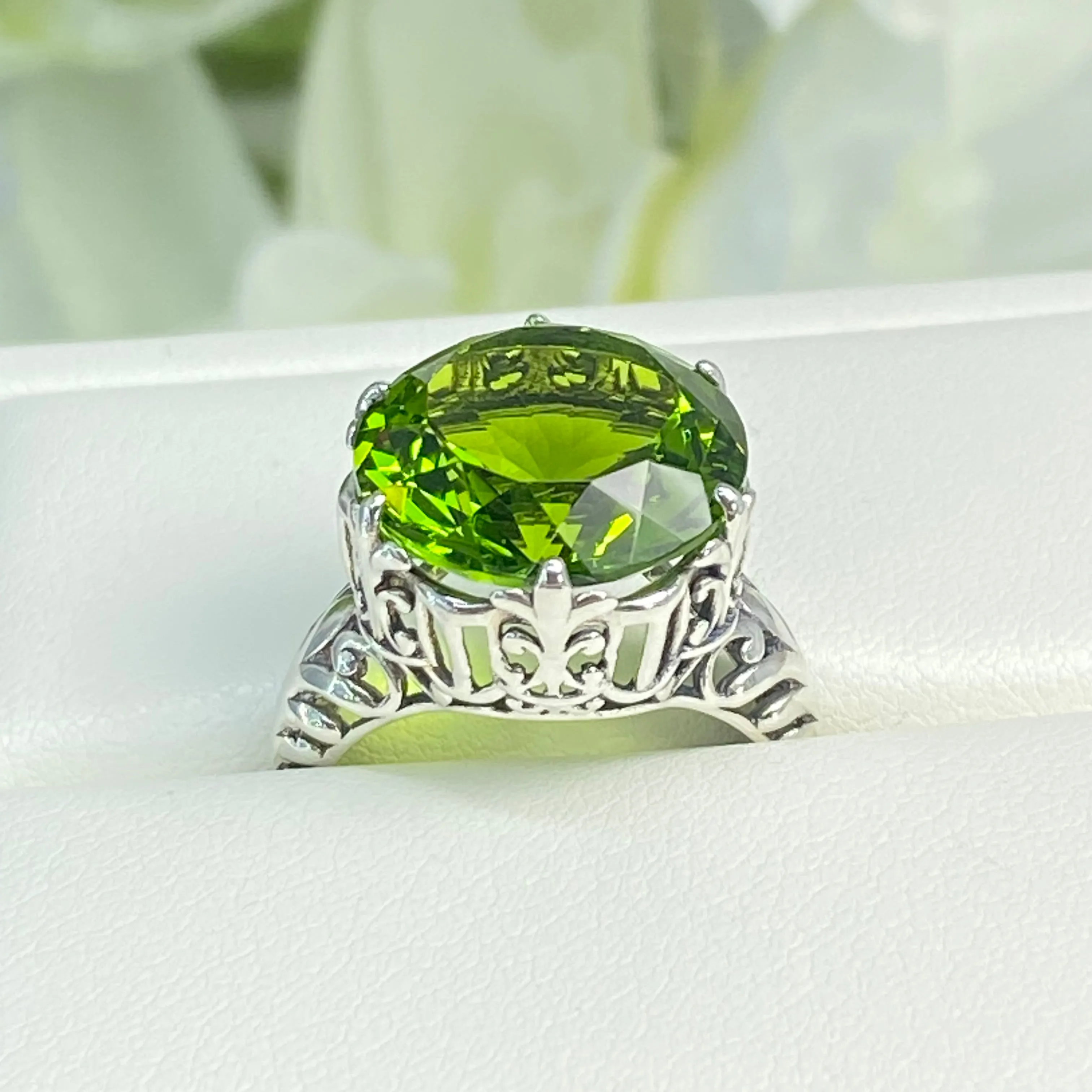 Peridot Ring, Size 7, Romantic Gothic Jewelry #D123 - Ready to Ship