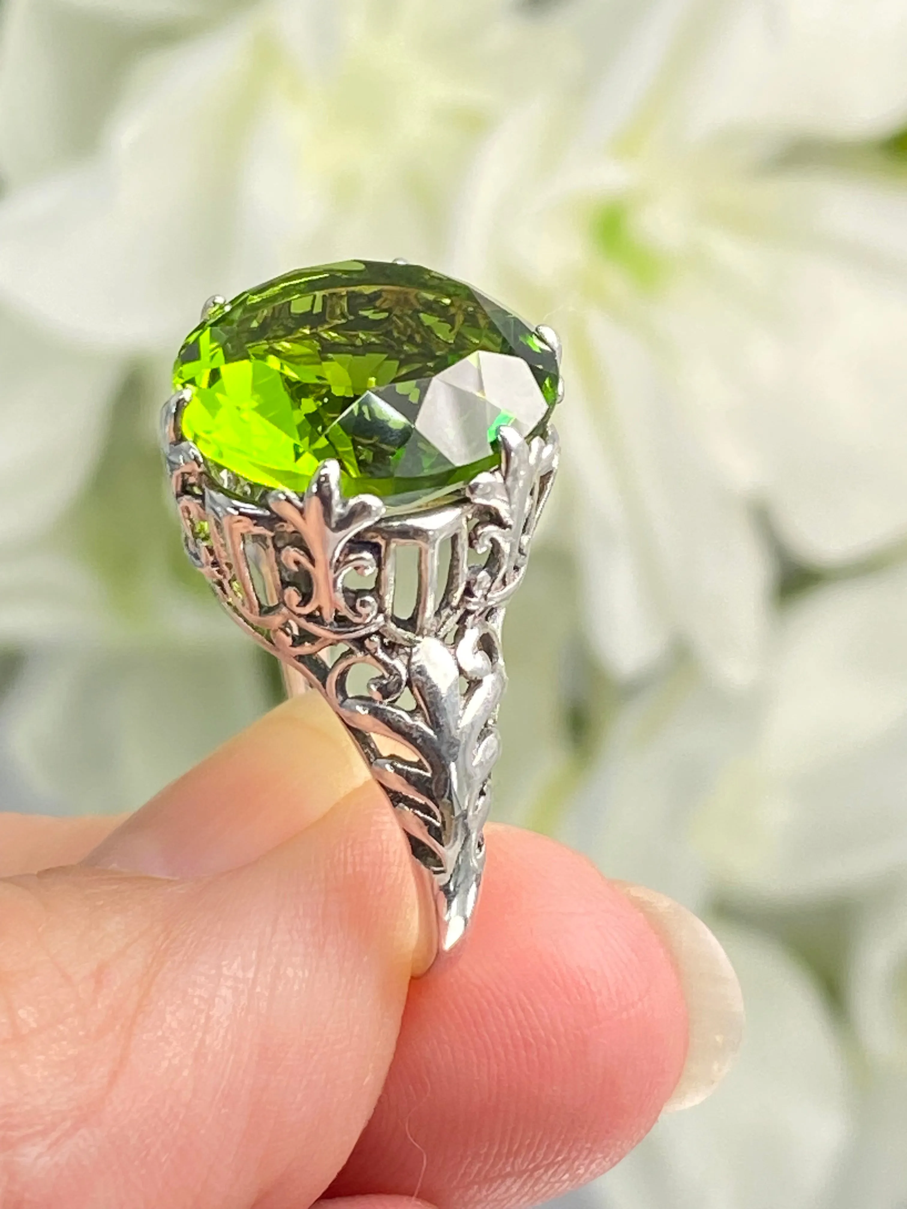 Peridot Ring, Size 7, Romantic Gothic Jewelry #D123 - Ready to Ship