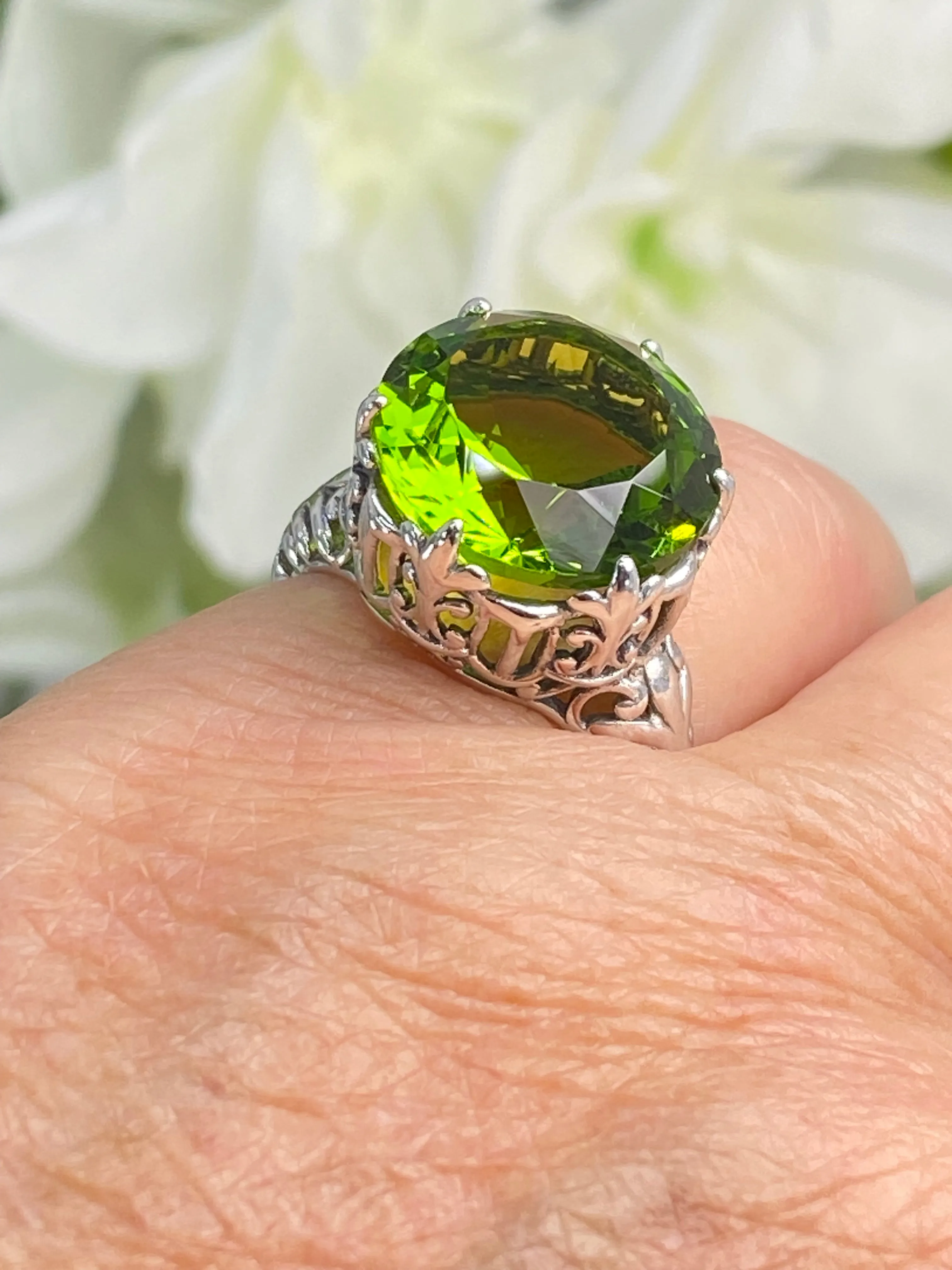 Peridot Ring, Size 7, Romantic Gothic Jewelry #D123 - Ready to Ship