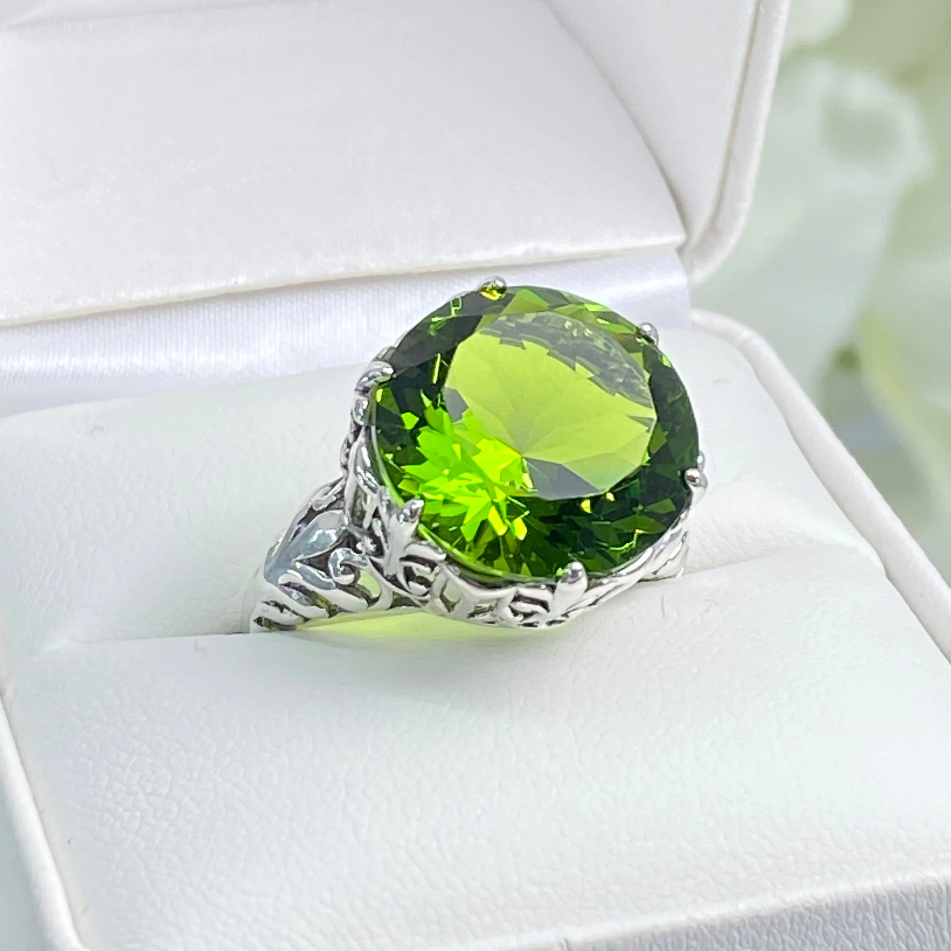 Peridot Ring, Size 7, Romantic Gothic Jewelry #D123 - Ready to Ship