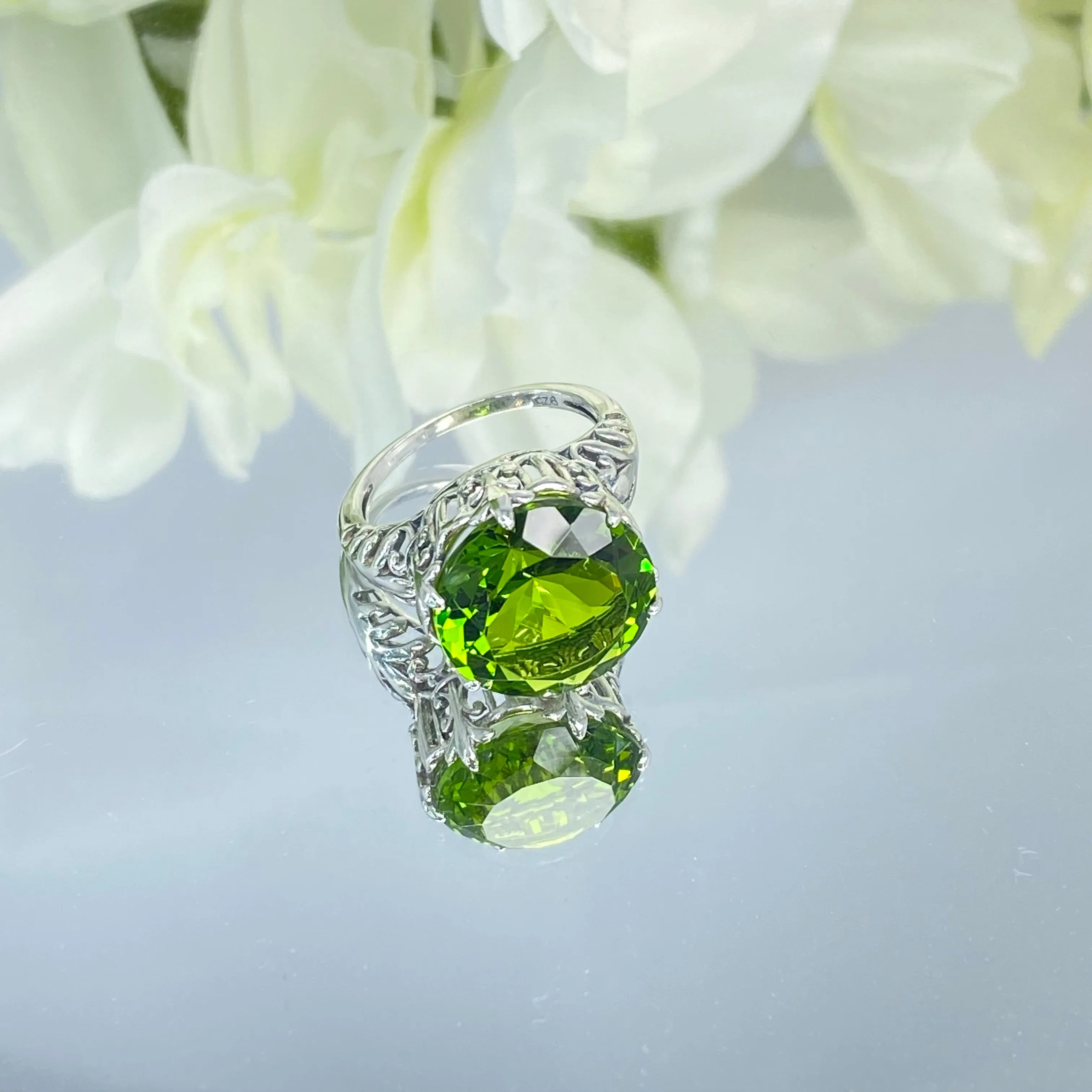 Peridot Ring, Size 7, Romantic Gothic Jewelry #D123 - Ready to Ship
