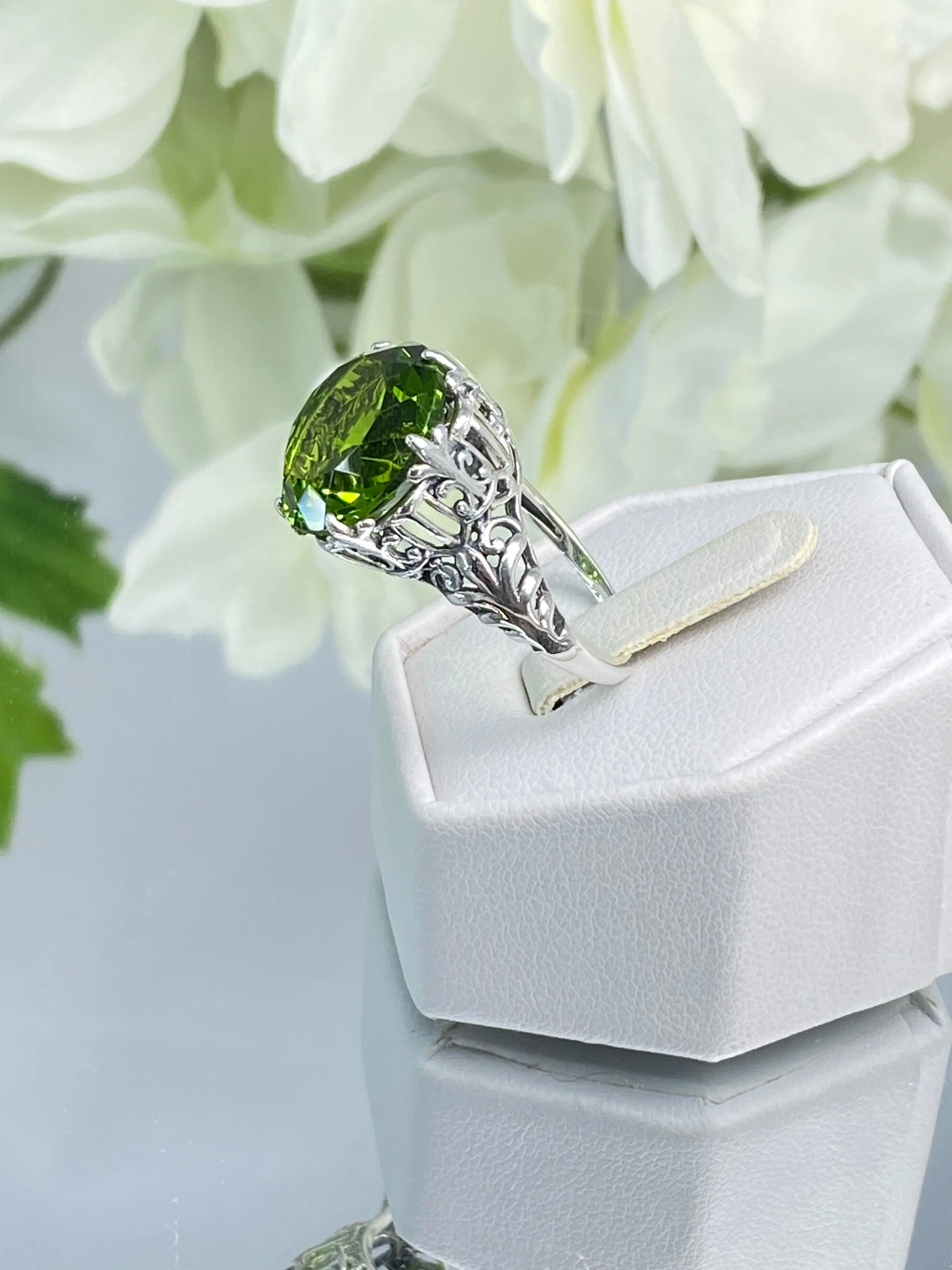 Peridot Ring, Size 7, Romantic Gothic Jewelry #D123 - Ready to Ship