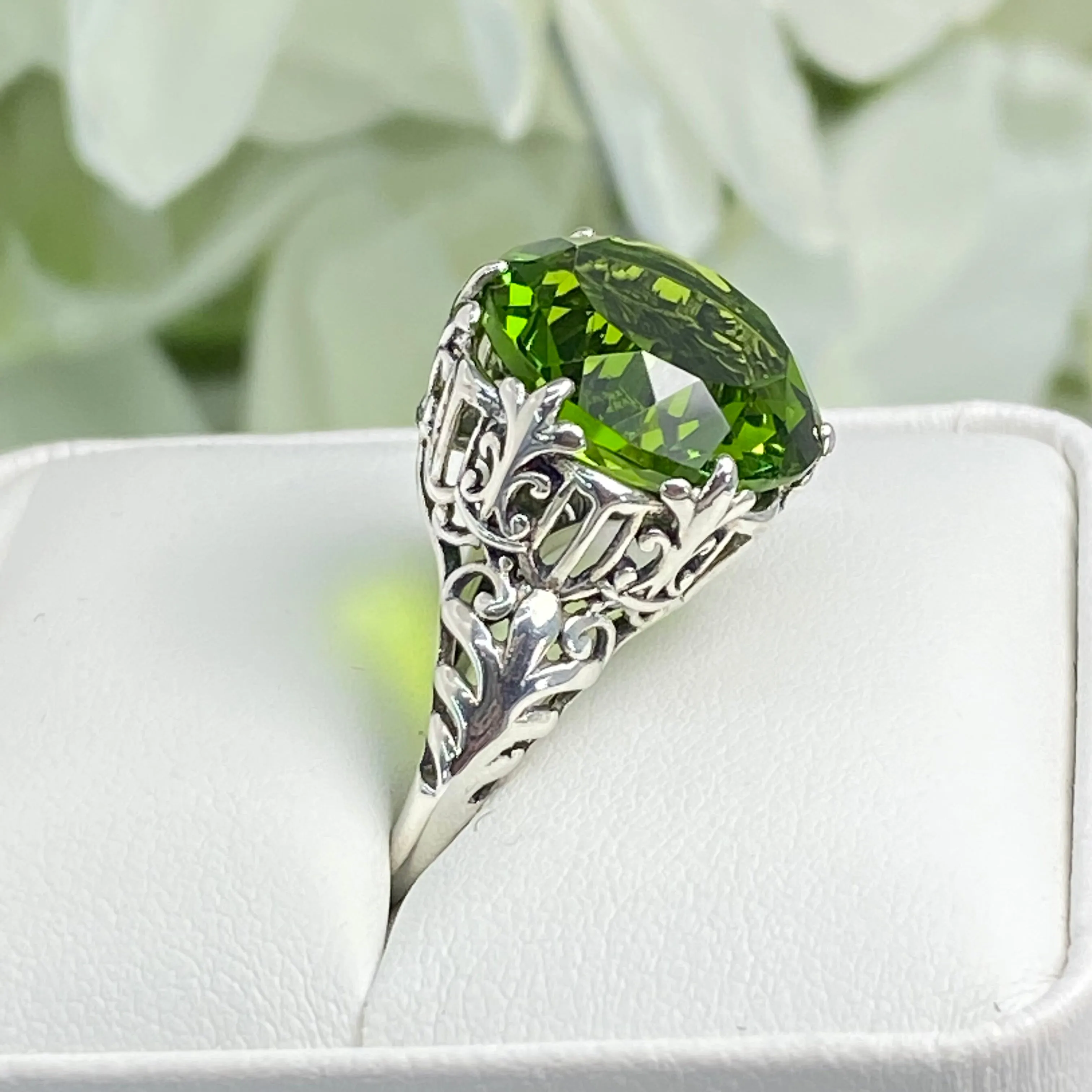 Peridot Ring, Size 7, Romantic Gothic Jewelry #D123 - Ready to Ship
