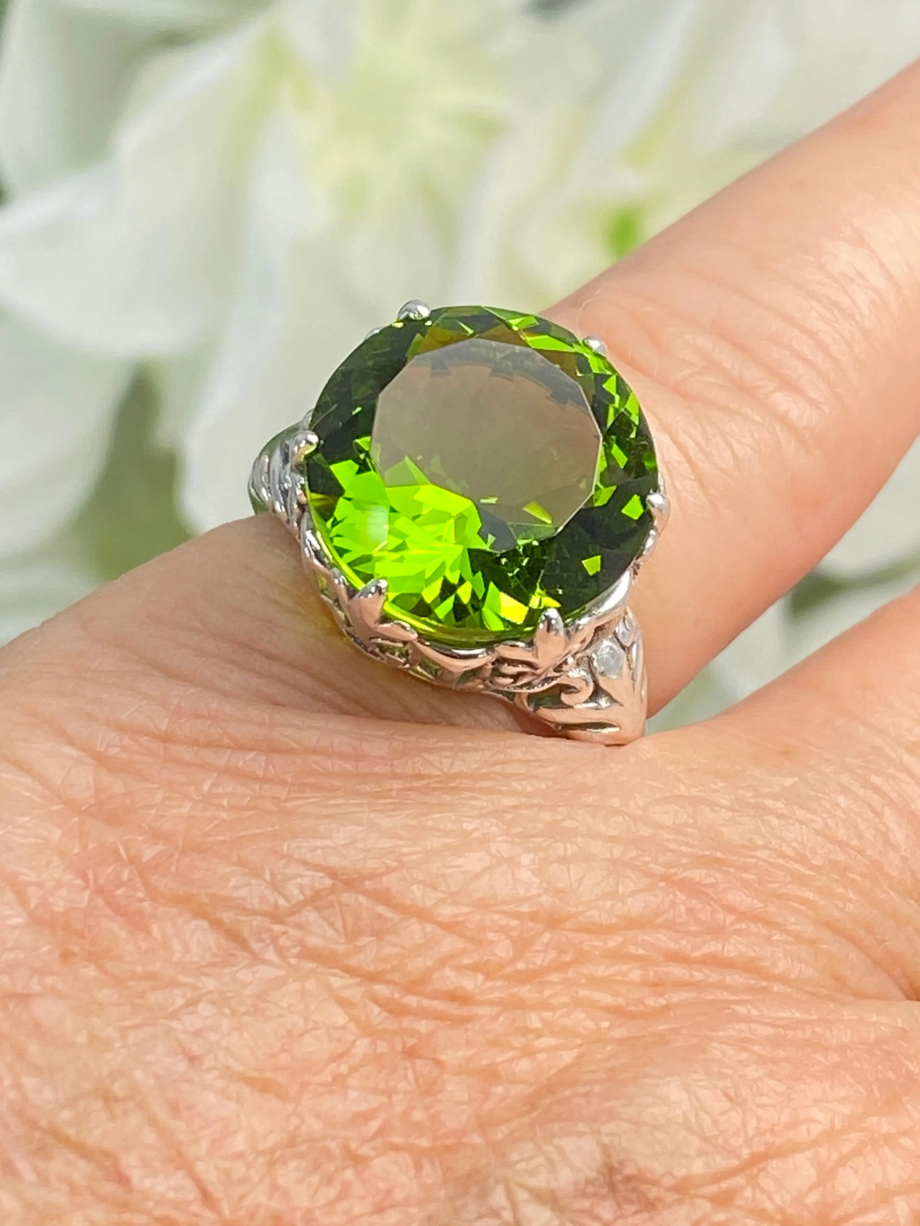 Peridot Ring, Size 7.5, Romantic Gothic Jewelry #D123 - Ready to Ship