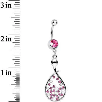 Pink Cubic Zirconia Bubbling Snake Dangle Belly Ring