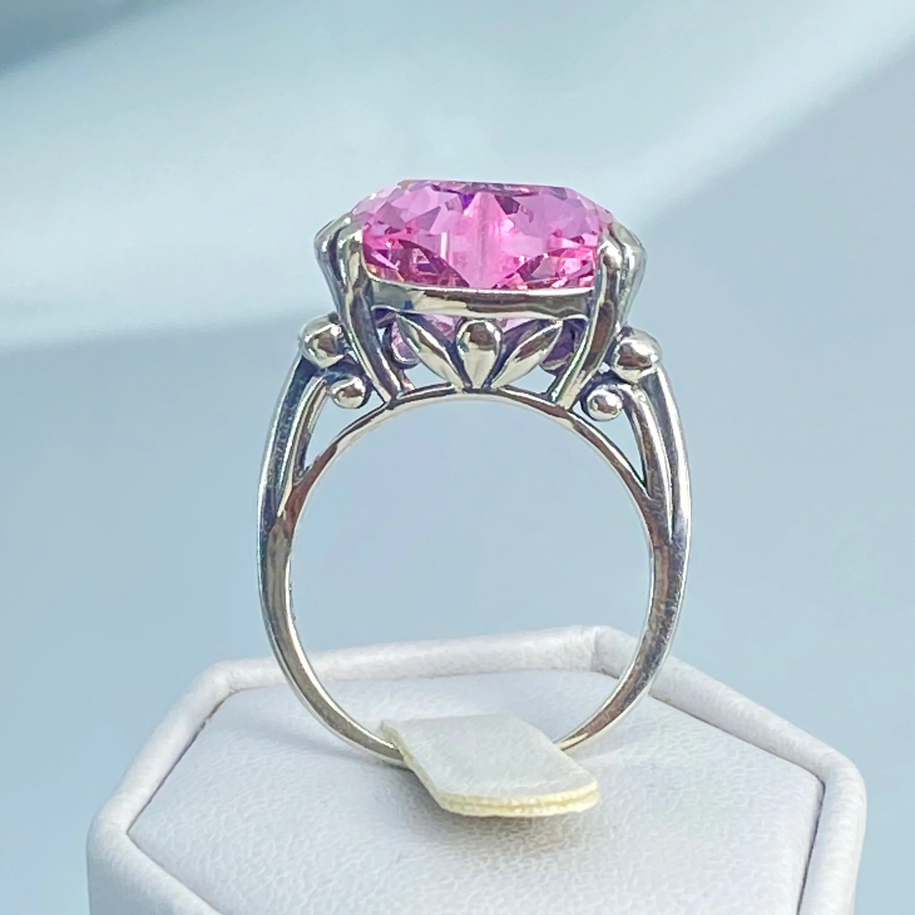 Pink Ring, Size 8, Heart Gem, Art Deco Jewelry #D213 - Ready to Ship