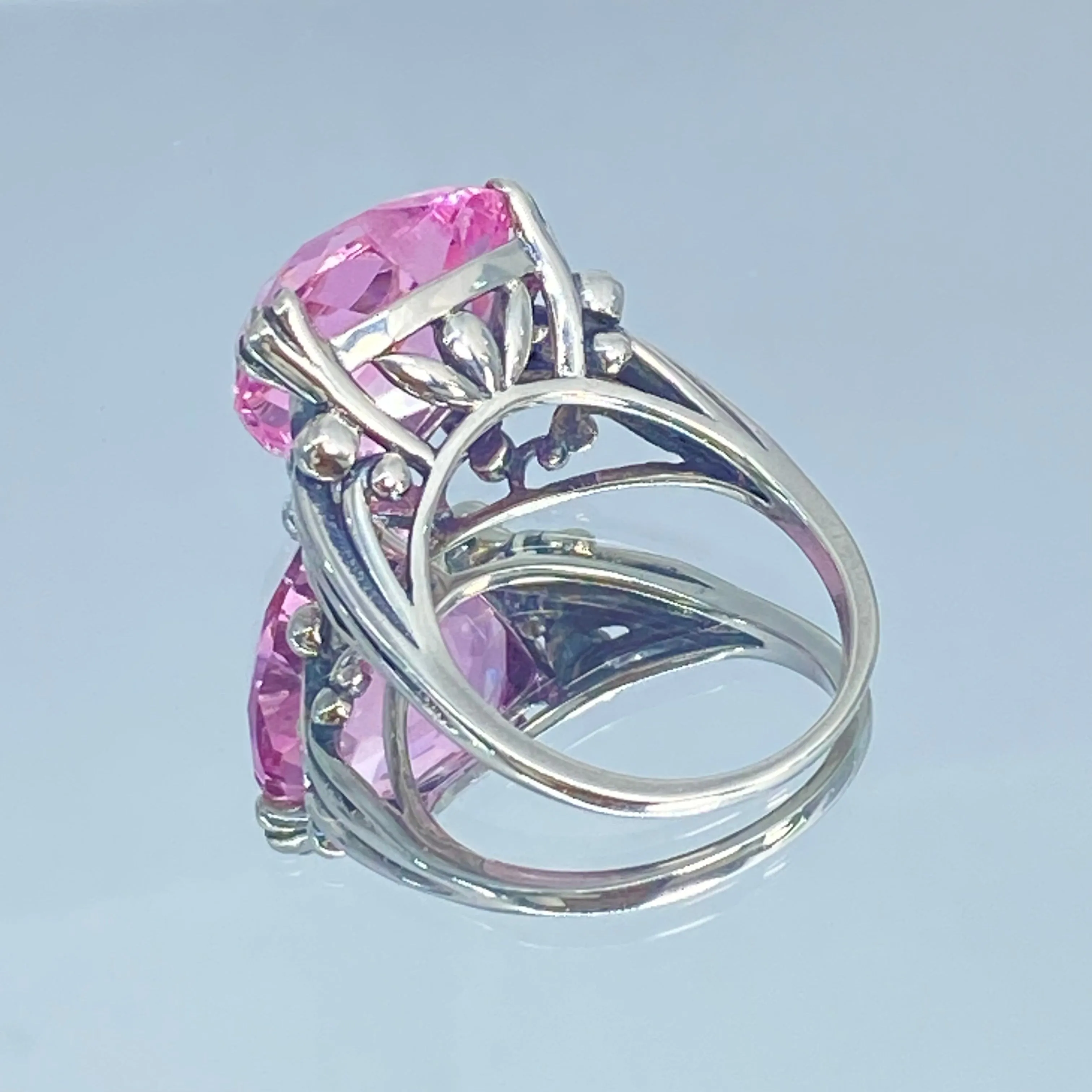 Pink Ring, Size 8, Heart Gem, Art Deco Jewelry #D213 - Ready to Ship