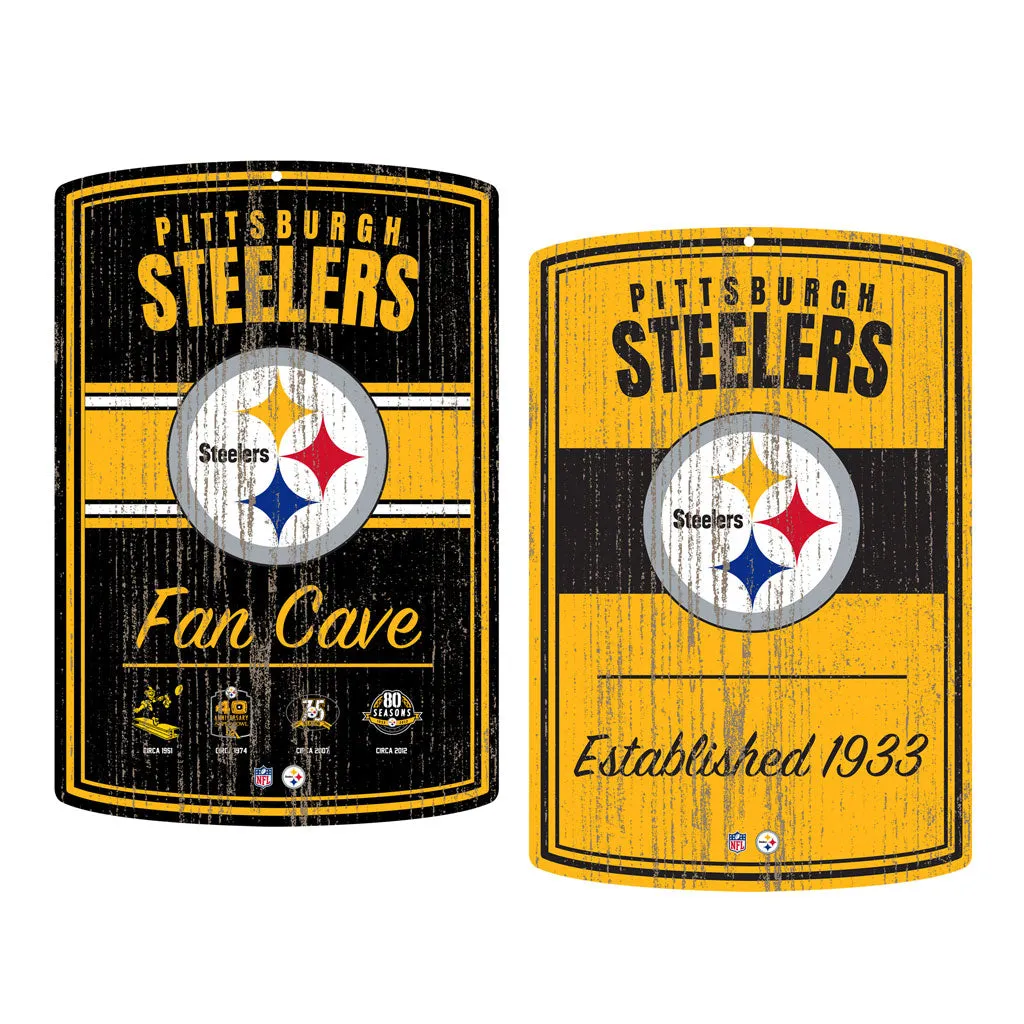Pittsburgh Steelers 16x23 2 pack Established Faux Wood Wall Signs