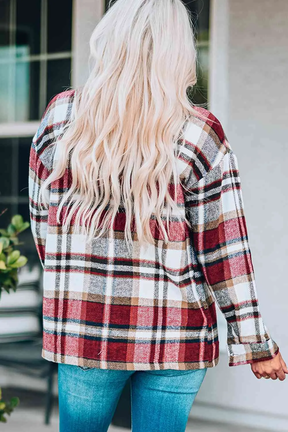 Plaid Shirt Jacket with Breast Pockets