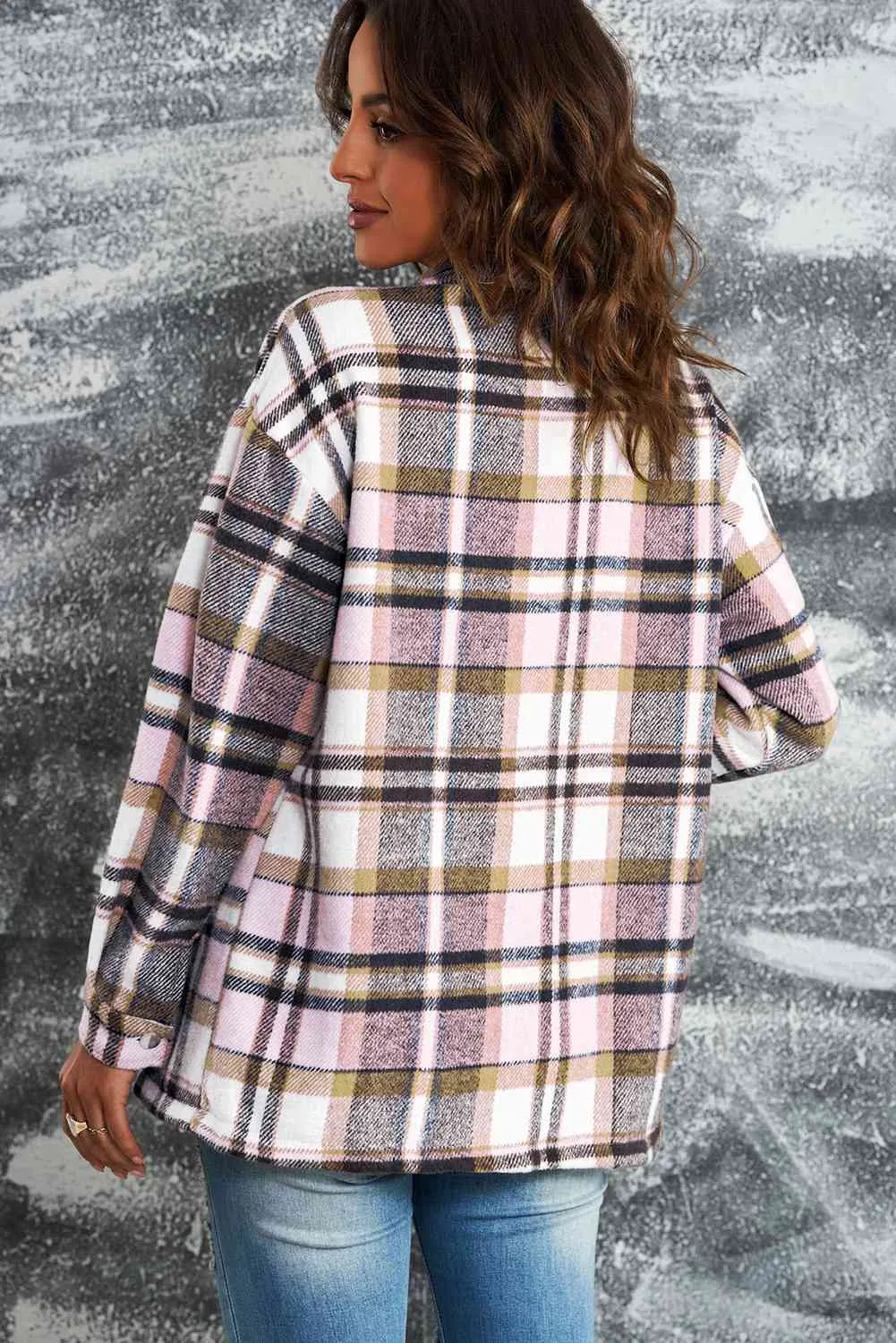 Plaid Shirt Jacket with Breast Pockets
