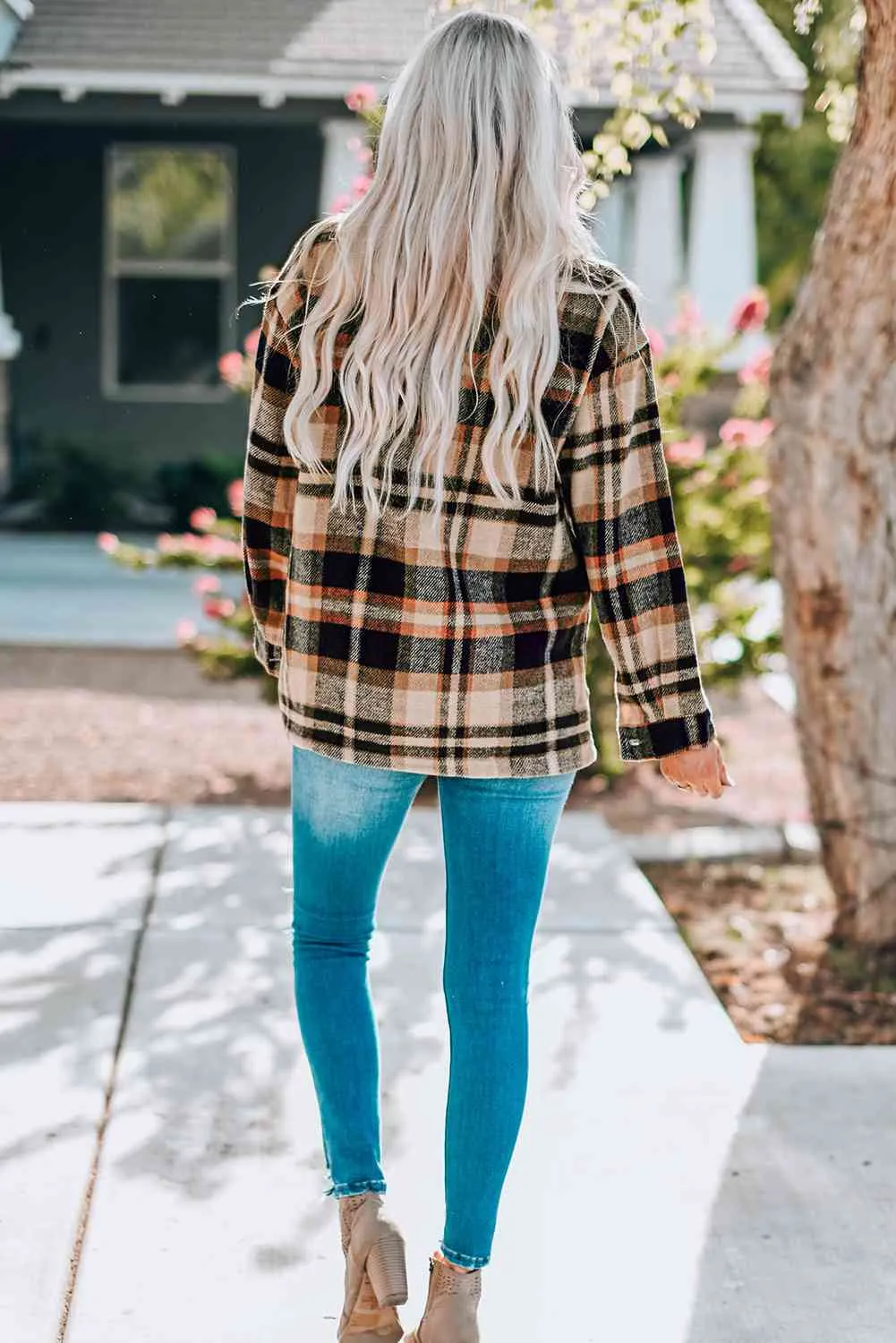 Plaid Shirt Jacket with Breast Pockets