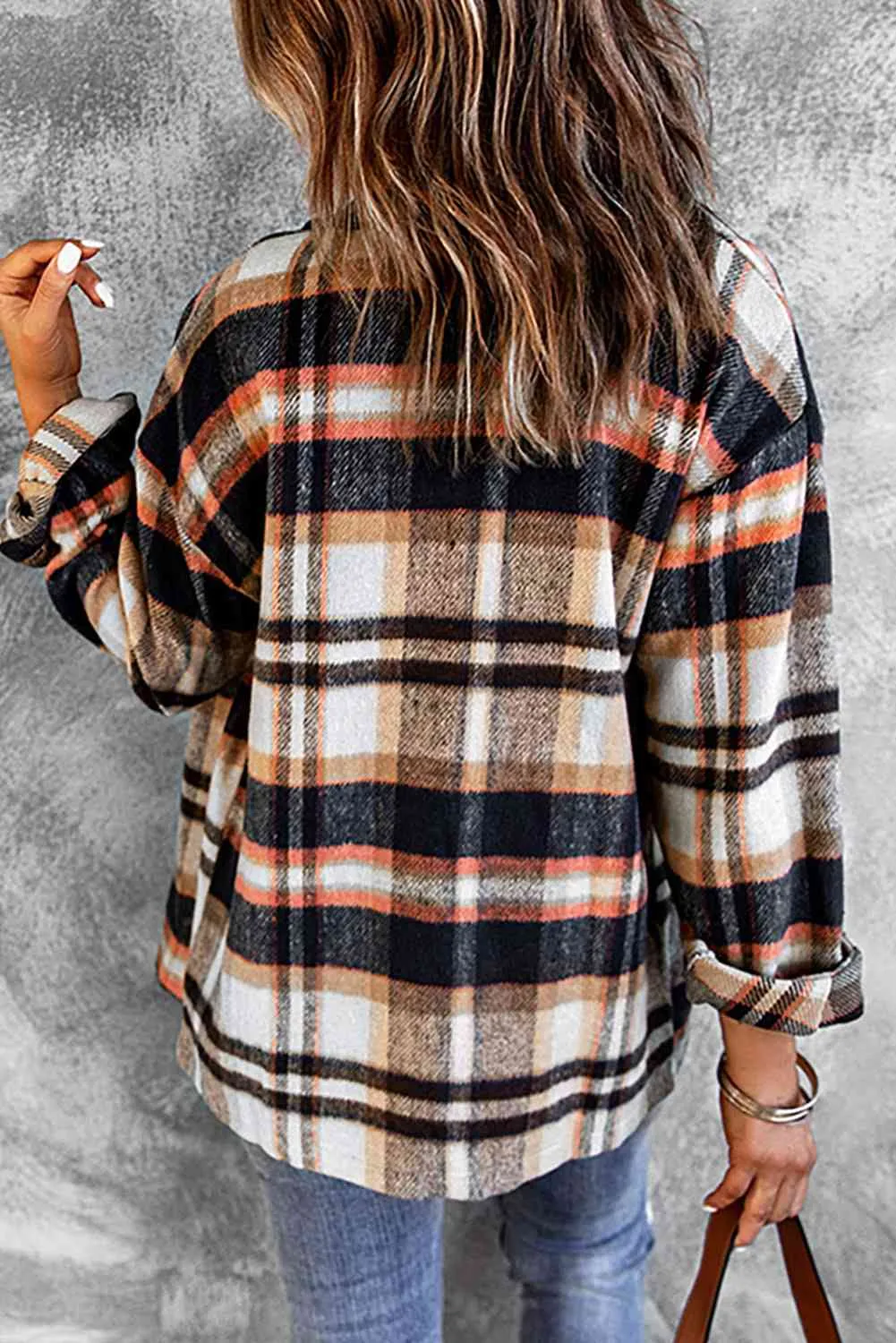 Plaid Shirt Jacket with Breast Pockets