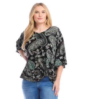Plus Size Flare Sleeve Pick-Up Top