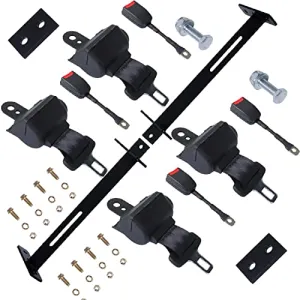 Podoy Golf Cart Seat Belts Kit and Bracket Universal Retractable for Most Golf Carts, Compatible with E-ZGO TXT&RXV, Yamaha and Club Car DS Precedent