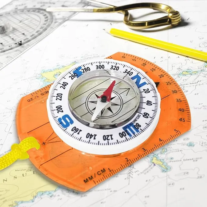 Posinly Orienteering Compass with Survival Whistle - Advanced Boy Scout Compass for Camping, Hiking and Navigation, Professional Field Compass for Map Reading, Compass for Kids