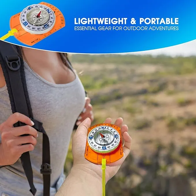 Posinly Orienteering Compass with Survival Whistle - Advanced Boy Scout Compass for Camping, Hiking and Navigation, Professional Field Compass for Map Reading, Compass for Kids