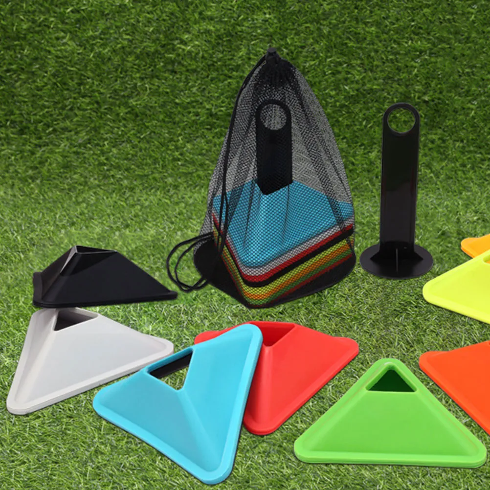 Premium Football Training Discs – 5PCS Triangular Markers for Soccer & Sports Agility Training – Durable PE Material, Lightweight, Portable for Kids & Adults