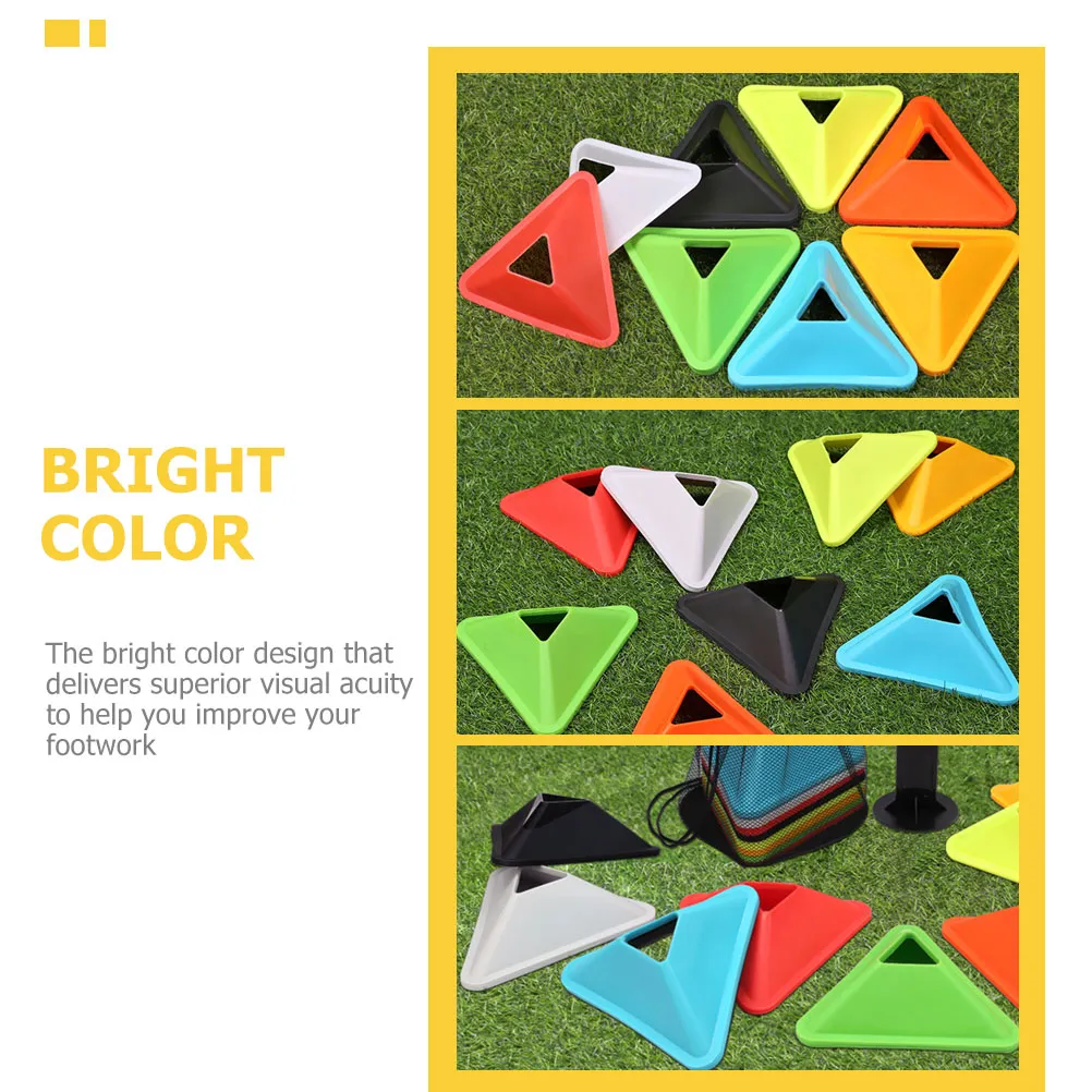 Premium Football Training Discs – 5PCS Triangular Markers for Soccer & Sports Agility Training – Durable PE Material, Lightweight, Portable for Kids & Adults