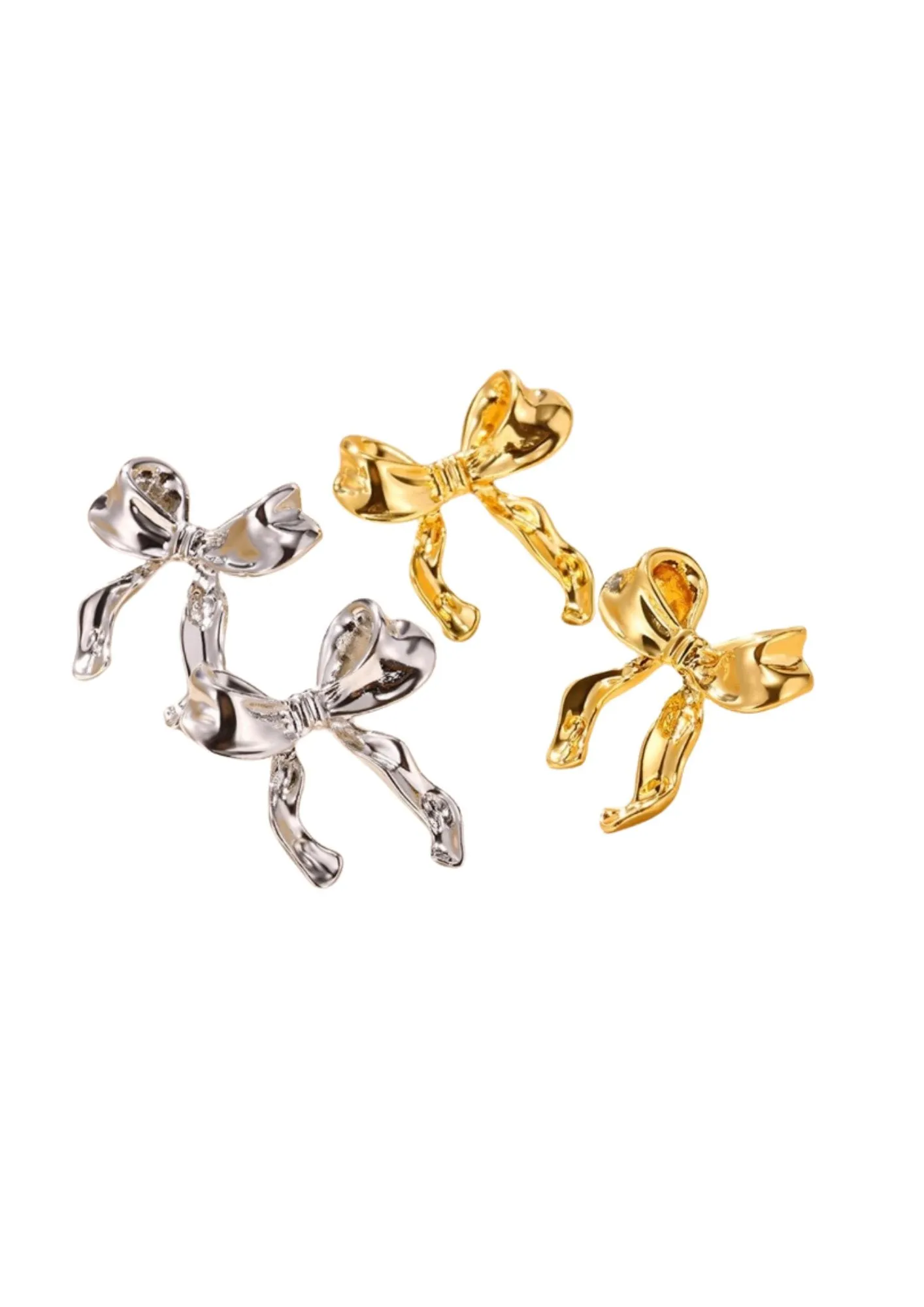 Pretty Bow Earrings Silver and Gold