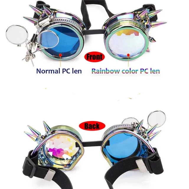 Punk Gothic Goggles with rainbow lens