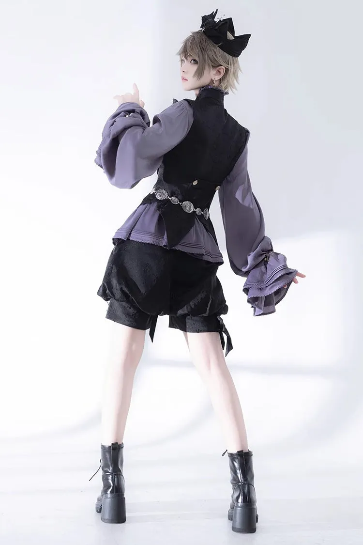 Purple Hunting Rabbits Long Sleeves Bowknot Gothic Vintage Ouji Fashion Lolita Blouse