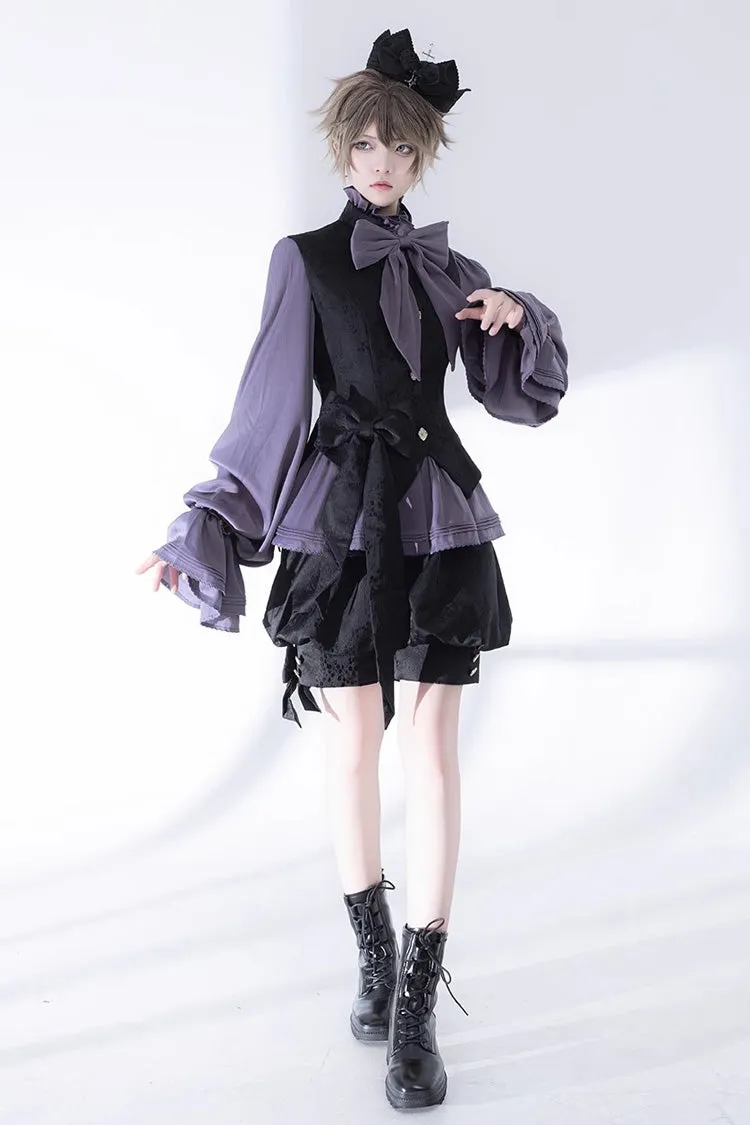 Purple Hunting Rabbits Long Sleeves Bowknot Gothic Vintage Ouji Fashion Lolita Blouse