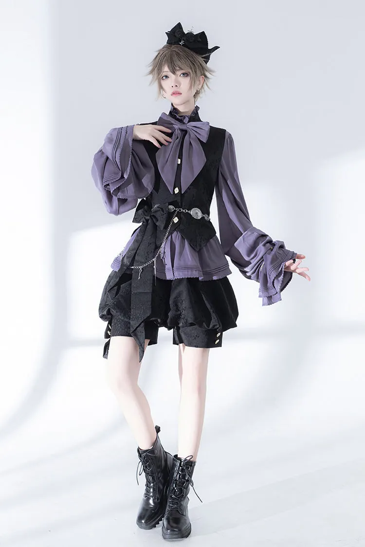 Purple Hunting Rabbits Long Sleeves Bowknot Gothic Vintage Ouji Fashion Lolita Blouse
