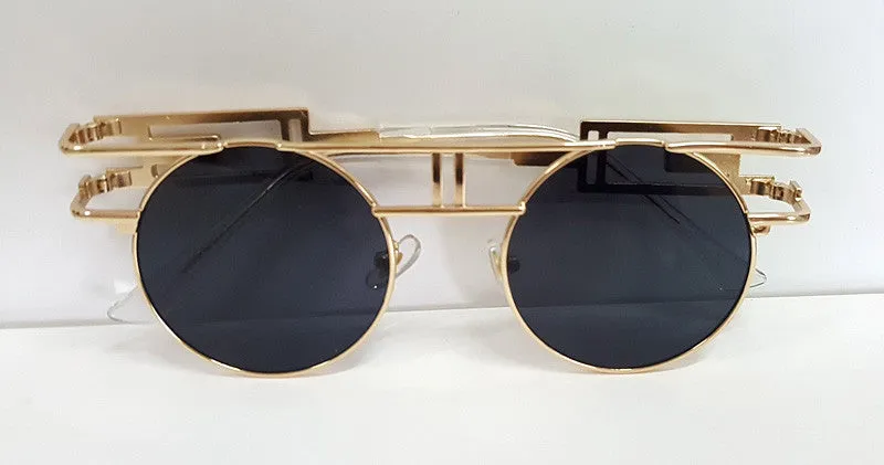 Quality Metal Frame Steampunk Sunglasses Women Designer Round Men Gothic Sun glasses Vintage Eyeglasses ss211