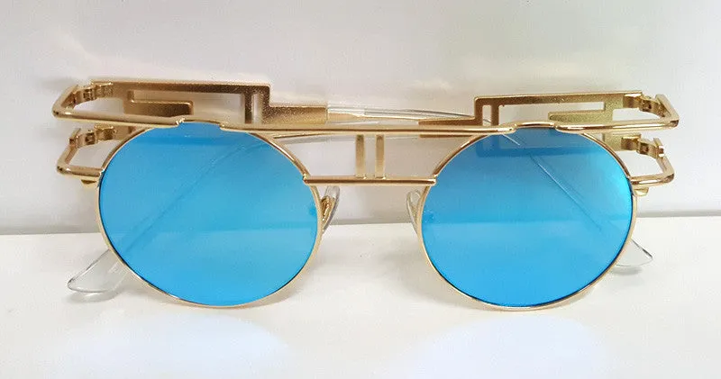 Quality Metal Frame Steampunk Sunglasses Women Designer Round Men Gothic Sun glasses Vintage Eyeglasses ss211