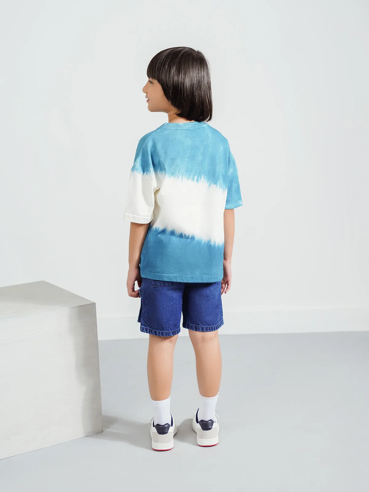 "ANEKO" Cargo Fit Blue Wash Shorts
