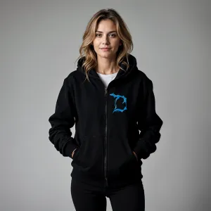 "Plaid Football In The D" Basic Full Zip Unisex Hoodie