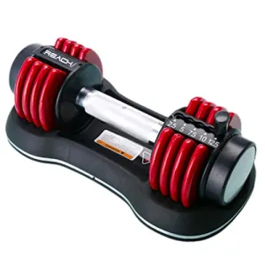 Reach Carbon Adjustable Dumbbells with Pin Lock Technology Space Saver (Single) (Carbon-11 (kgs) Red)