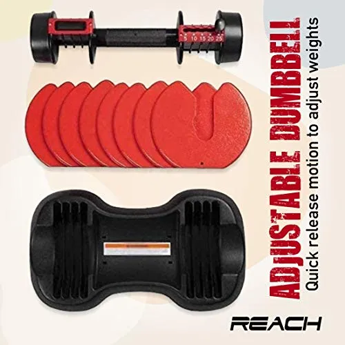 Reach Carbon Adjustable Dumbbells with Pin Lock Technology Space Saver (Single) (Carbon-11 (kgs) Red)