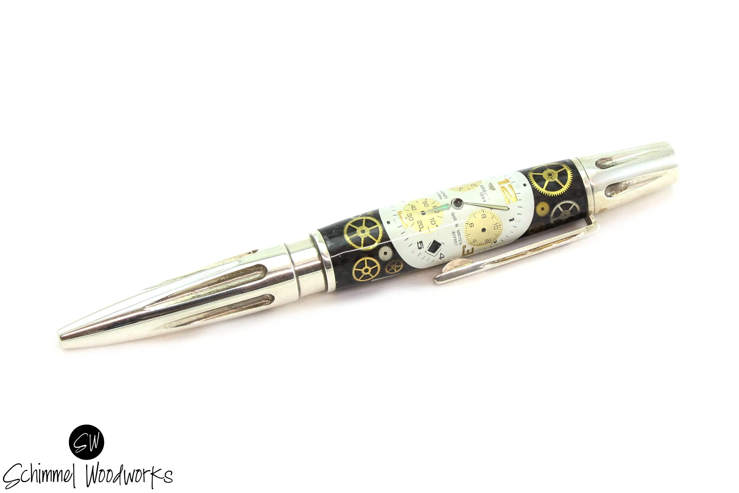 Real Silver Vintage Watch Movement Pen