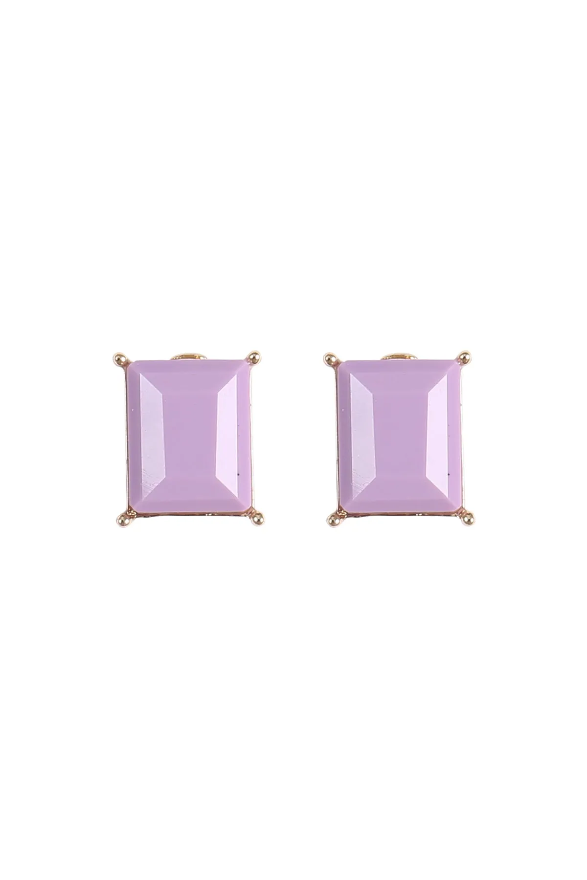 RECTANGLE RESIN STONE STUD EARRINGS