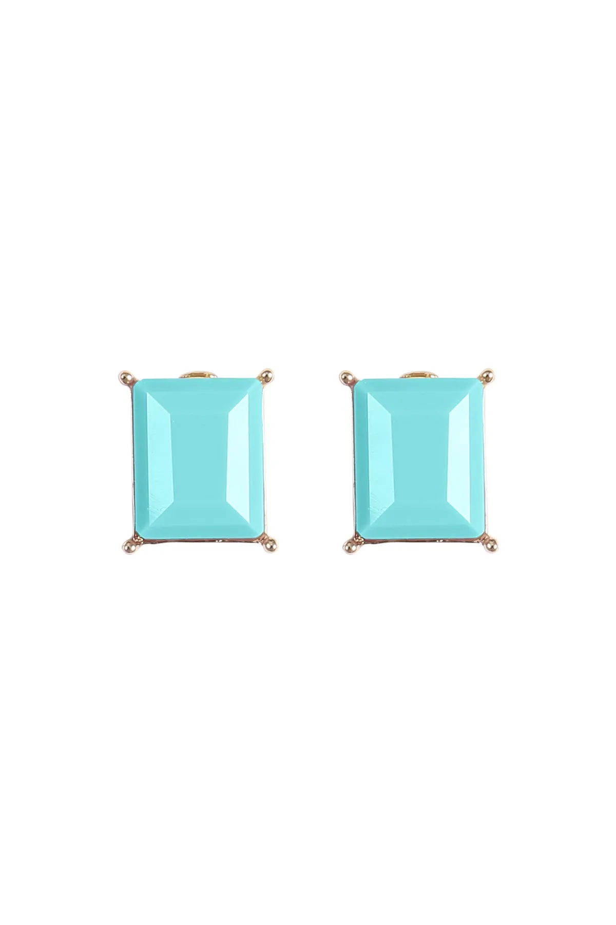 RECTANGLE RESIN STONE STUD EARRINGS
