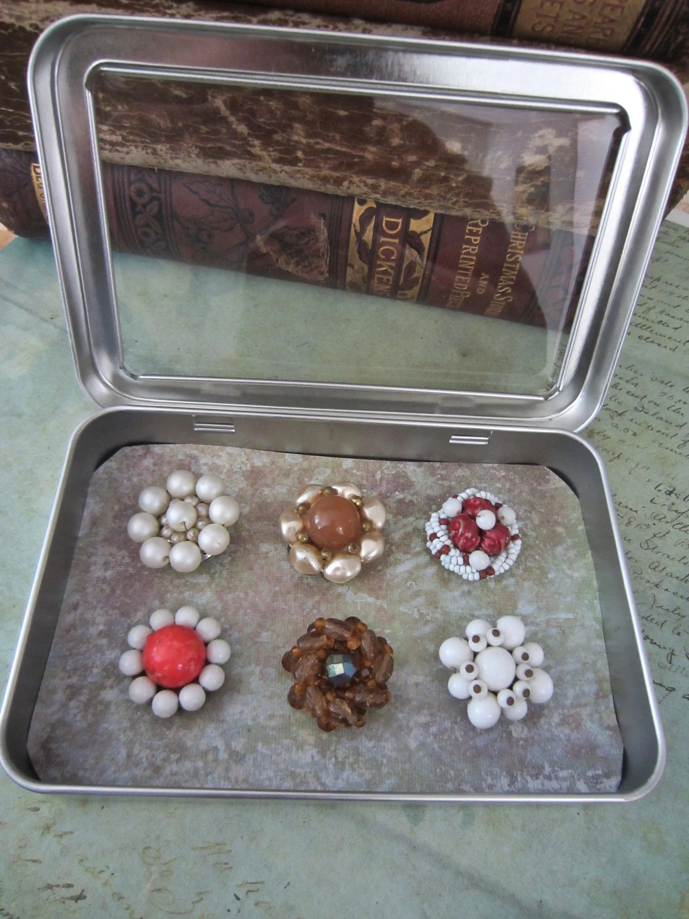 Recycled - Upcycled - Vintage Earring Magnet Gift Set - Great stocking stuffer or birthday gift -  by Steampunkjunq