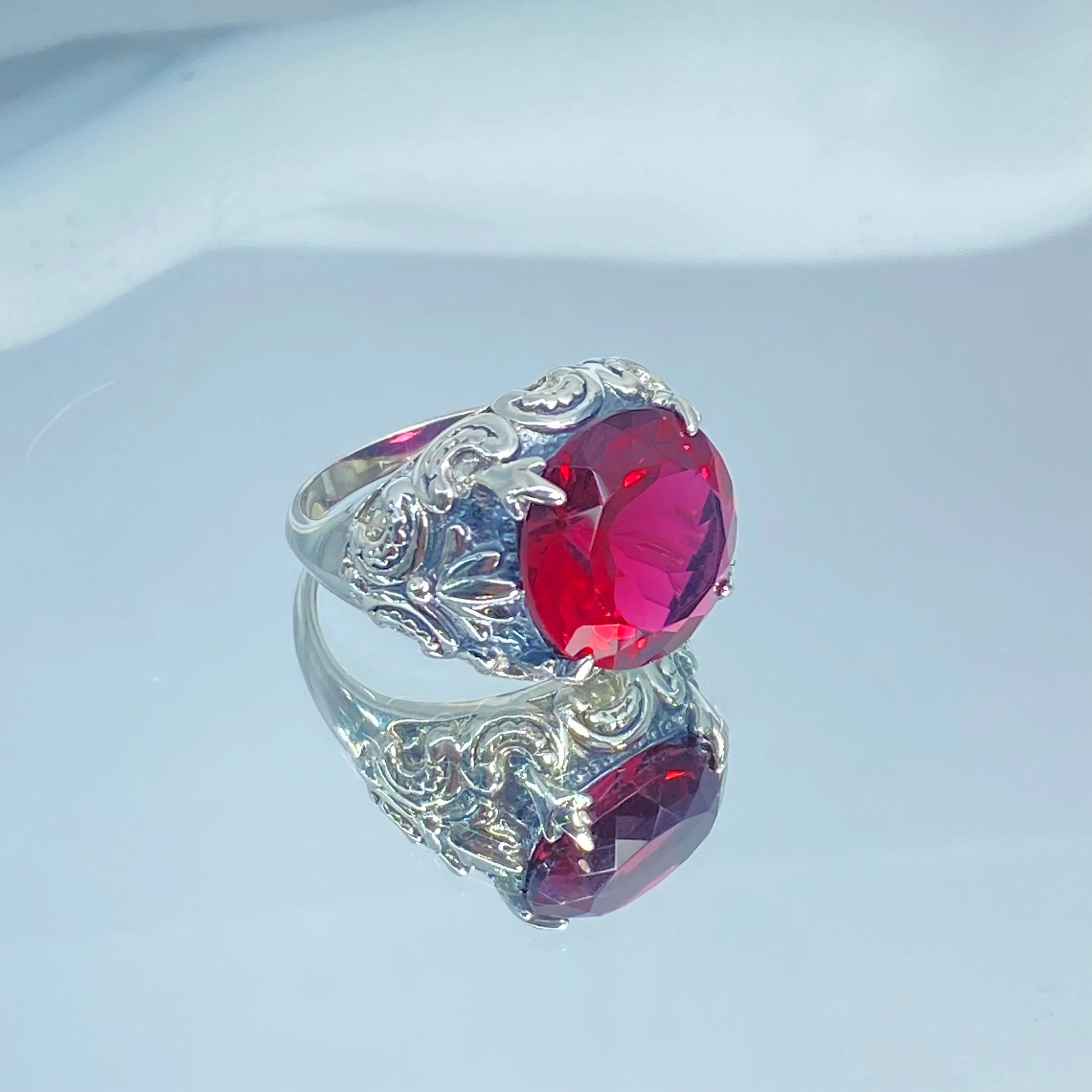 Red Ruby Gothic Bling Ring | 12ct Gem Vintage Revival Jewelry D96