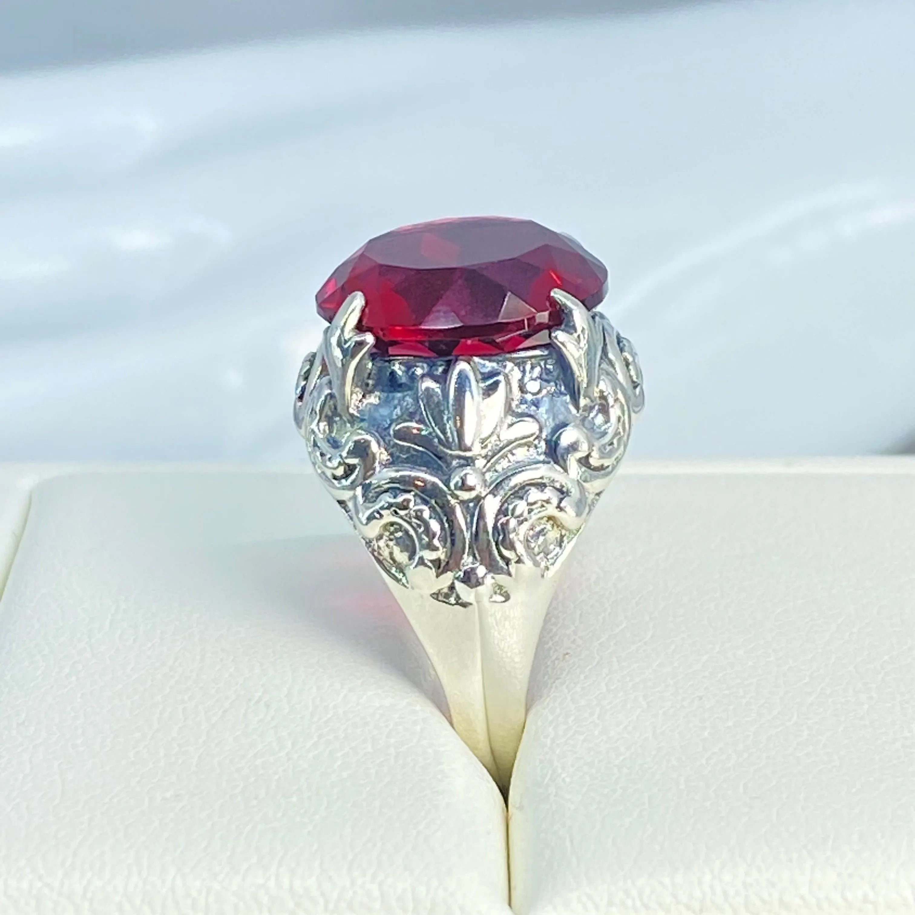 Red Ruby Gothic Bling Ring | 12ct Gem Vintage Revival Jewelry D96
