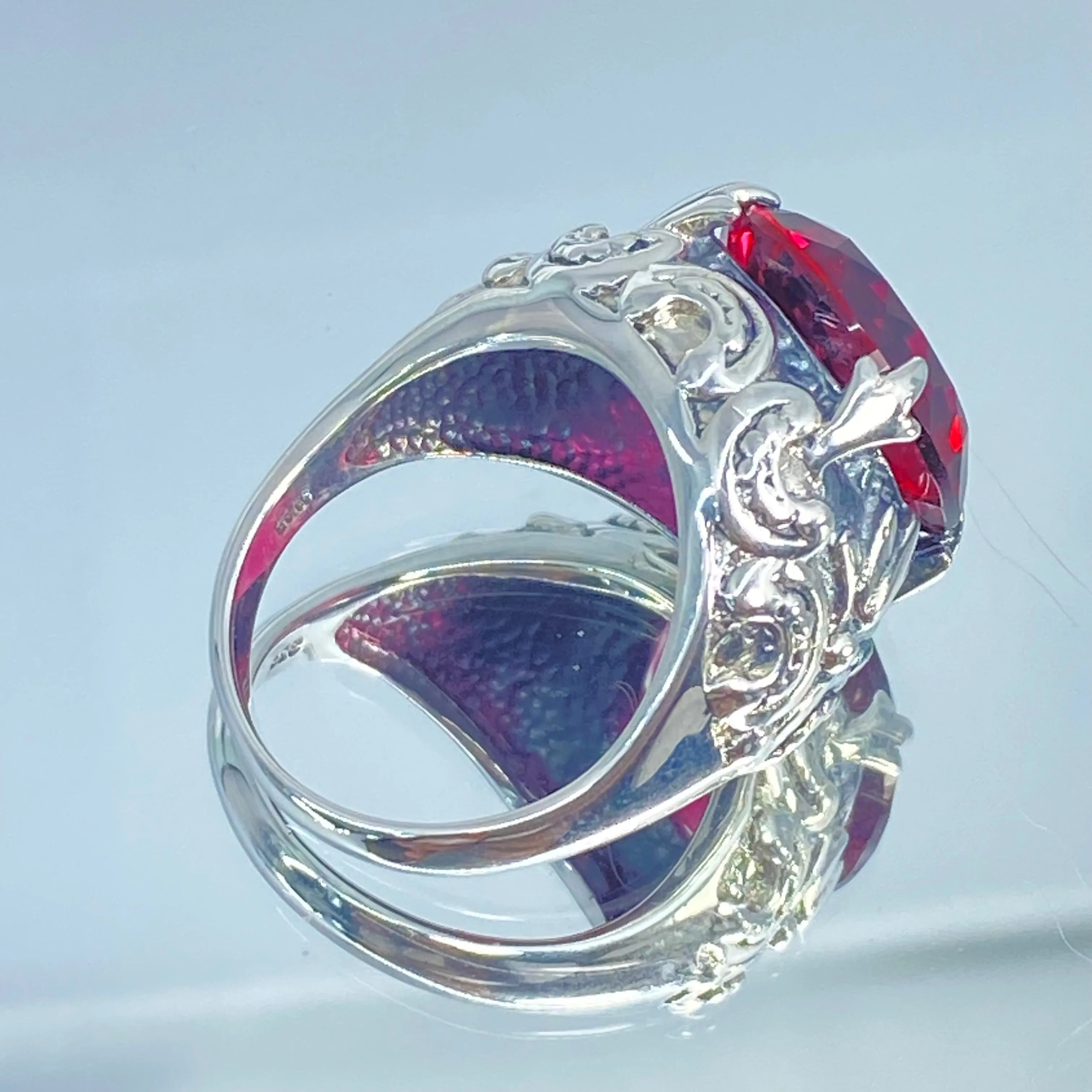 Red Ruby Gothic Bling Ring | 12ct Gem Vintage Revival Jewelry D96