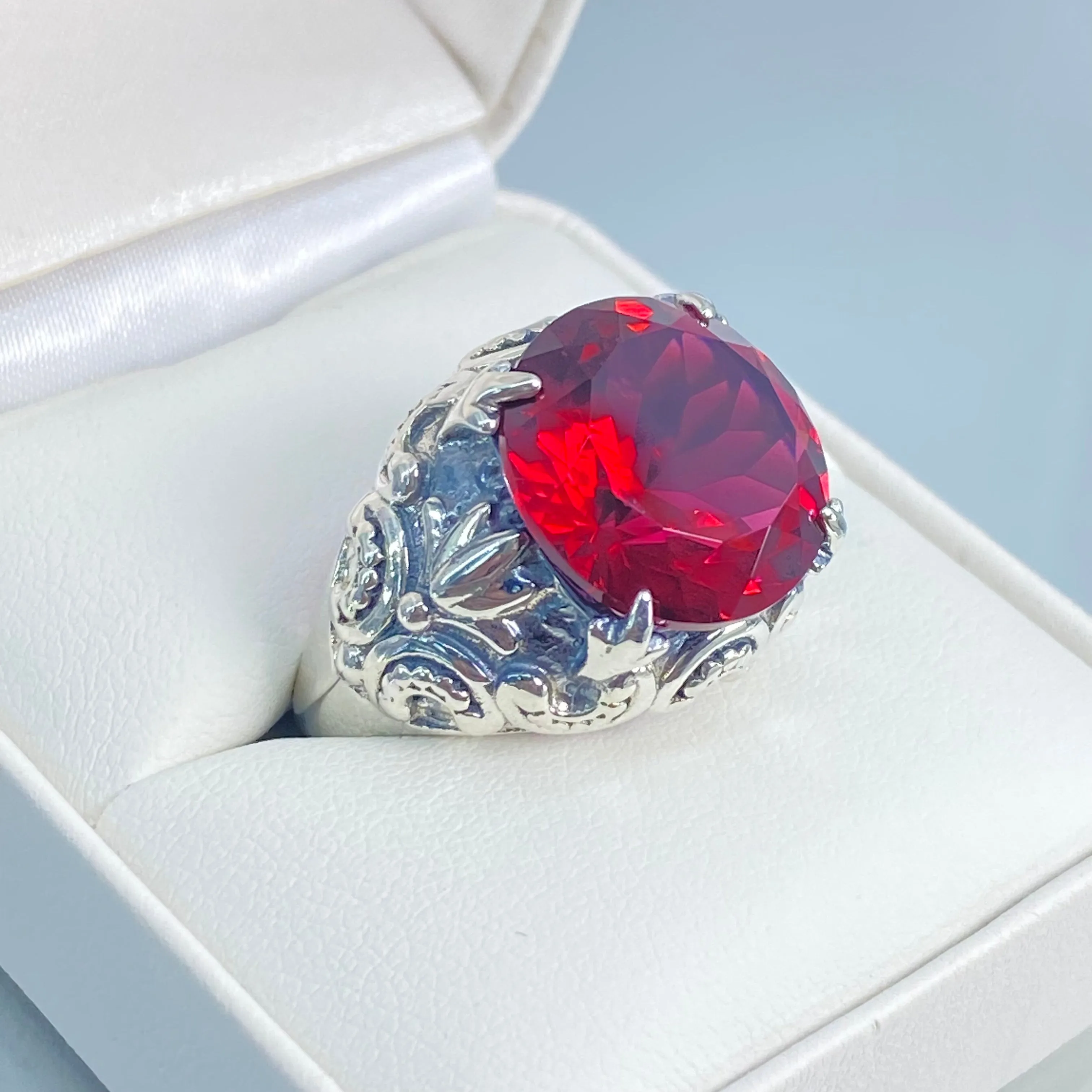Red Ruby Gothic Bling Ring | 12ct Gem Vintage Revival Jewelry D96