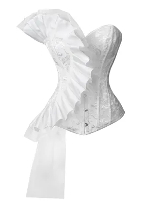 Retro Vintage Victorian Floral Brocade Overbust Corset Bustier
