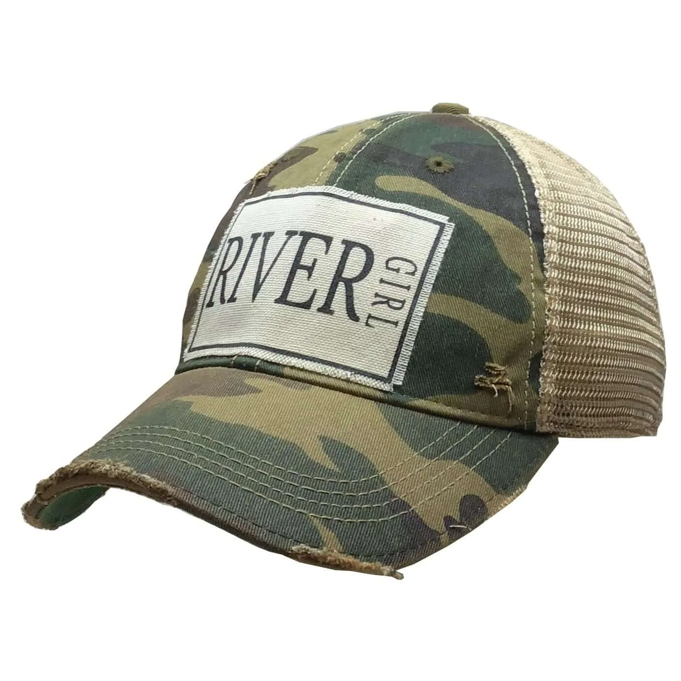 River Girl Distressed Trucker Cap
