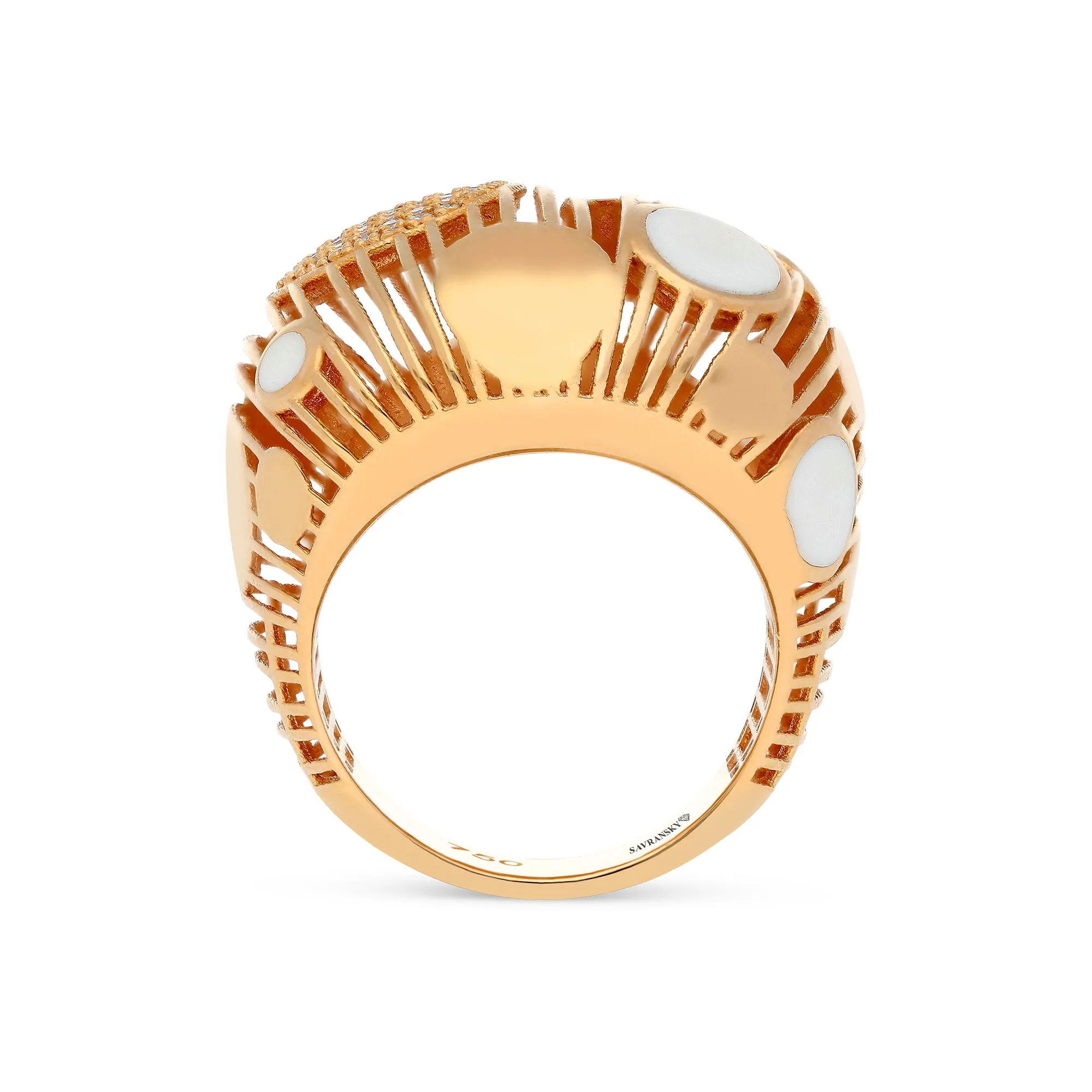 Rose Gold Abstract Polka Dot Dome Ring